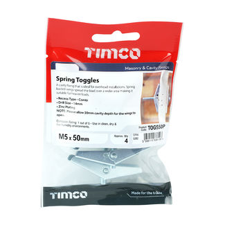 TIMCO Spring Toggle Cavity Anchors Silver - M5 x 50