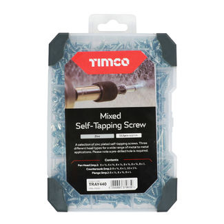 TIMCO Self-Tapping Silver Screws Mixed Tray - 475pcs