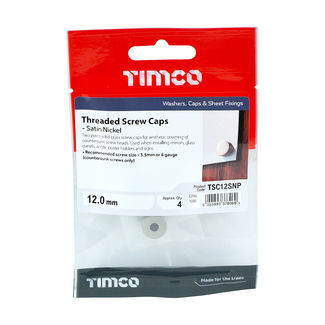 TIMCO Threaded Screw Caps Solid Brass Satin Nickel - 12mm