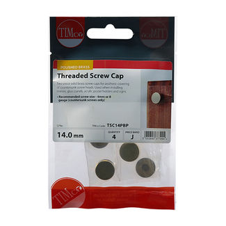 TIMCO Threaded Screw Caps Solid Brass Polished Brass - 14mm