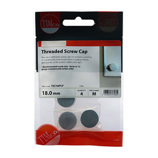 TIMCO Threaded Screw Caps Solid Brass Polished Chrome - 18mm