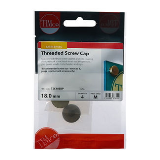 TIMCO Threaded Screw Caps Solid Brass Satin Brass - 18mm