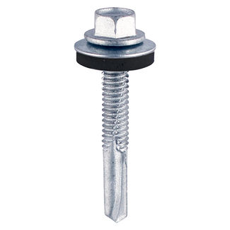 TIMCO Self-Drilling Heavy Section Silver Screws with EPDM Washer - 5.5 x 32