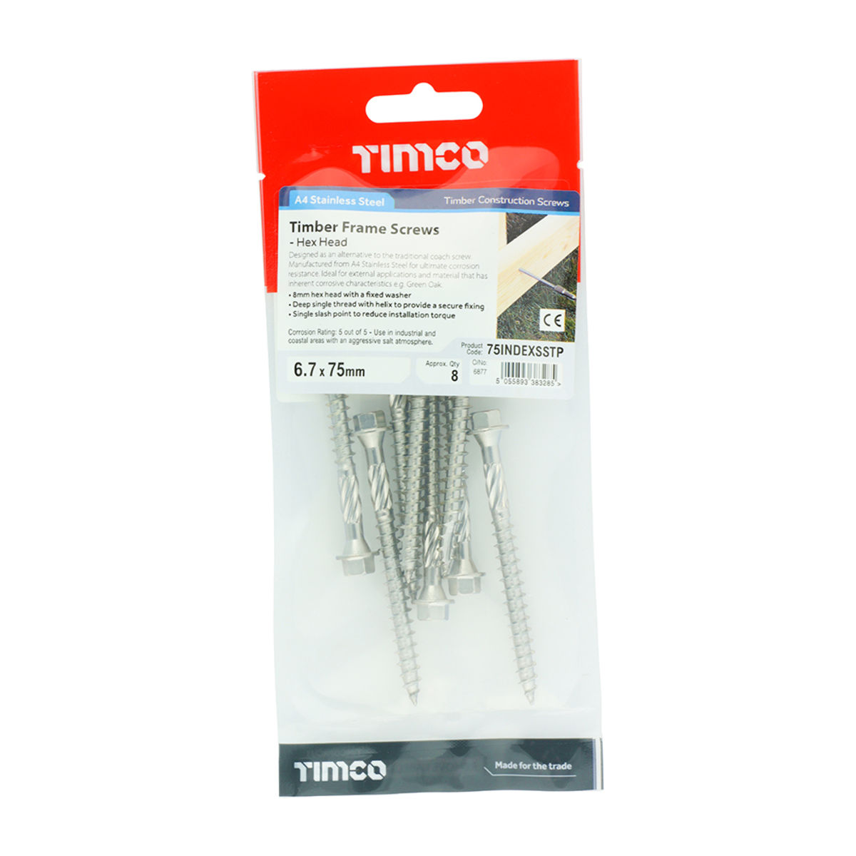 Timco Timber Screws Hex Flange Head A4 Stainless Steel 67 X 75 Timco Screws Kh Fixings 9675